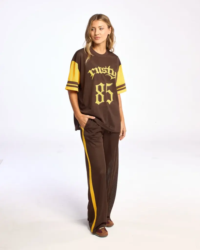 RAG STRIPE WIDE LEG MESH PANT*