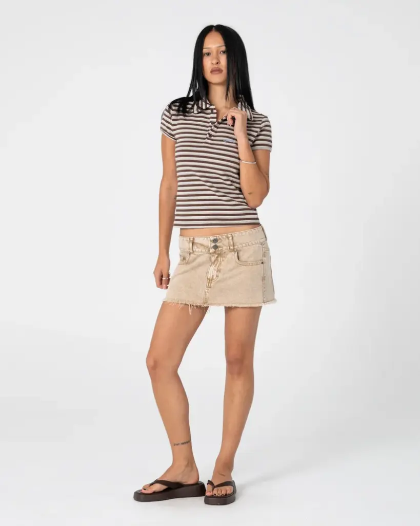 PETA STRIPE POLO BABY TEE