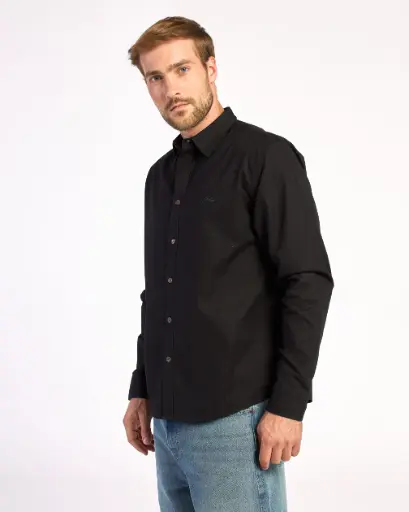 [15HRUA2718[Colores][Talles]] OVERTONE LS 2 SHIRT* ( BLACK / OFF WHITE )