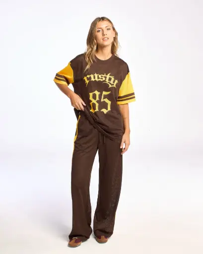 [TTL1511!X7[Talles]] RAG STRIPE OVERSIZED MESH OVERSIZE TEE*